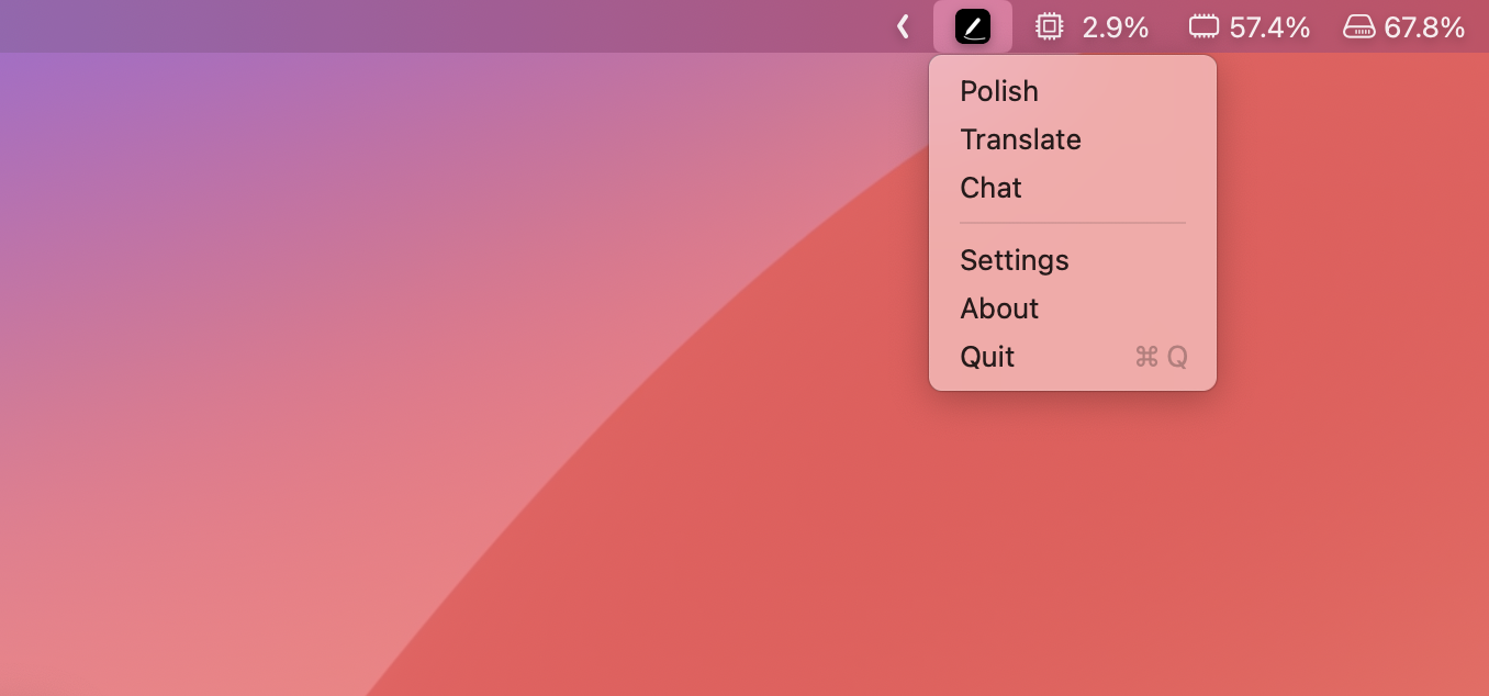 Wright LLM Menu Bar